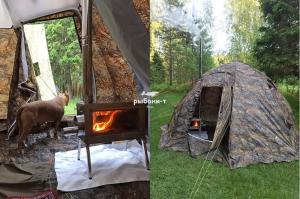 Походная печь для палатки Берег "Камин" Большая
